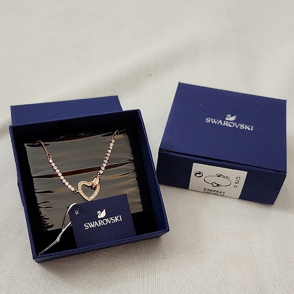 Swarovski Rose Gold and Crystals Heart Slide Bracelet